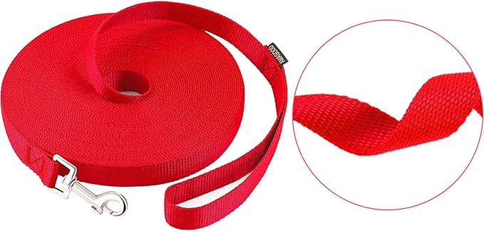 AmaGood Dog/Puppy Obedience Recall Training Agility Lead-15 ft 20 ft 30 ft 50 ft Long Leash-for Dog Training,Recall,Play,Safety,Camping (20feet, Red)