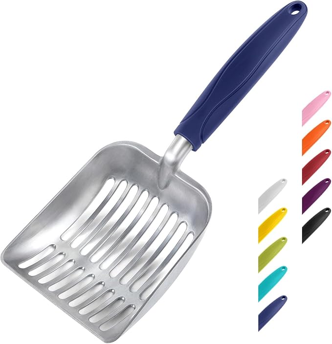 WePet Cat Litter Scoop, Aluminum Alloy Sifter, Kitty Metal Scooper, Deep Shovel, Long Handle, Poop Sifting, Kitten Pooper Lifter, Durable, Heavy Duty, for Litter Box