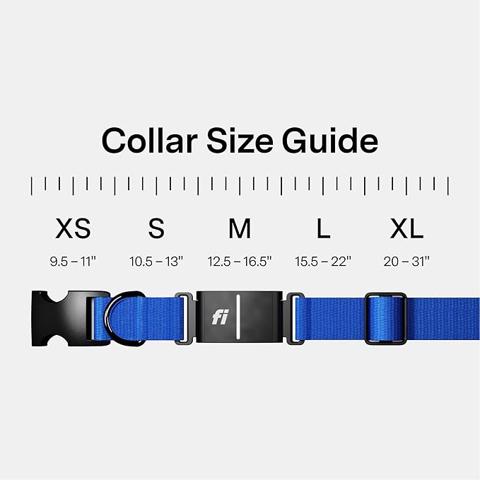 New Fi Series 3+ Smart Dog Tracker Collar [6 Month Membership Included] GPS Tracker for Dogs with Health & Behavior Monitoring, Escape Alerts, Waterproof, LED, Apple Watch Compatible (Blue, Medium)
