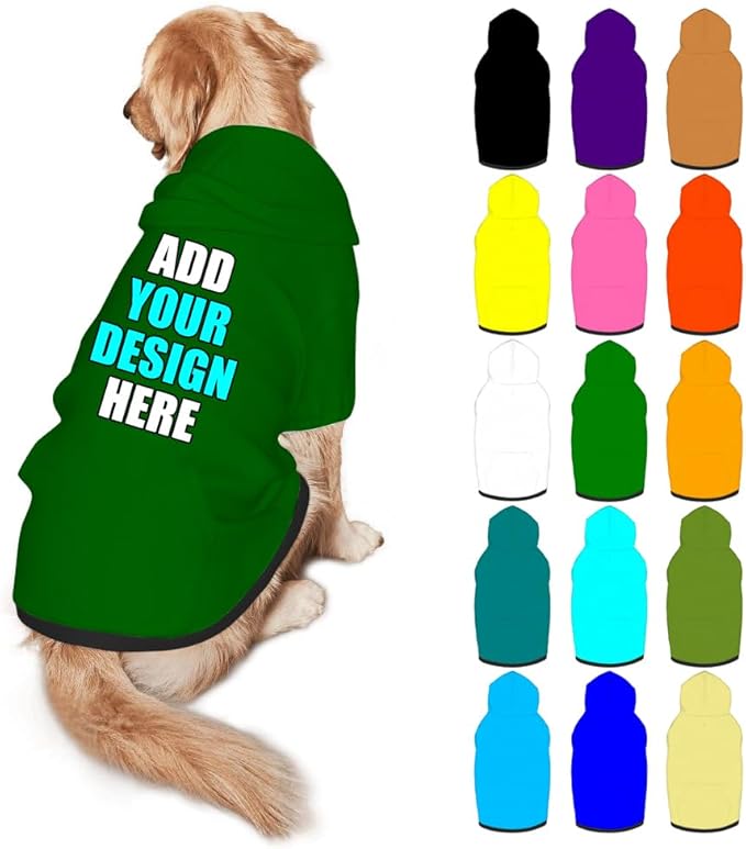 Custom Dog Clothes with Photo Name Logo Personalized Dog Sweaters for Small Medium Large Dogs Breathable Warm, DarkGreen, M