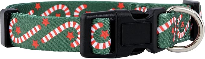 Native Pup Christmas Dog Collar- Winter Holiday Collars for Pets- Xmas Gift for Puppy- Santa, Reindeer, Snowman, Candy Cane, Red Green- Girl Boy- Small, Medium, Large Breeds (Candy Cane, Large)