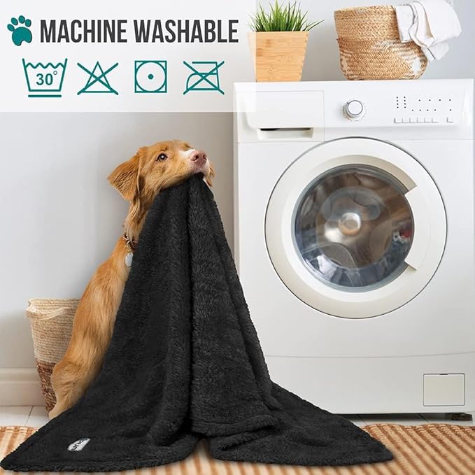 PetAmi Dog Blanket for Large Medium Dogs Black, Fluffy Soft Puppy Blanket, Sherpa Fleece Cat Blanket for Kitten Doggie, Calming Pet Blanket Throw for Bed Washable Sofa Couch Cover, Large 40x60