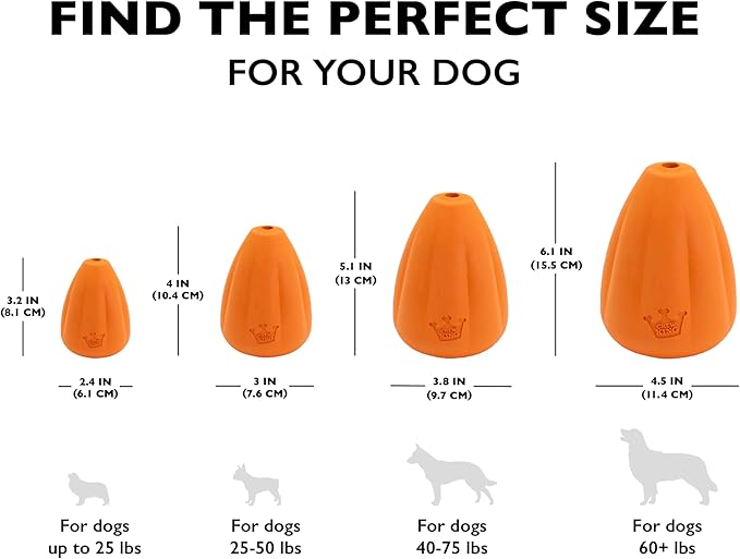 Chew King by Mammoth Premium Treat Dog Toy, Extremely Durable Natural Rubber Toy, Bacon Flavored Dog Treater, Large - Orange