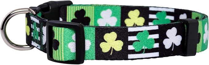 Native Pup St Patricks Dog Collar- Saint Patrick Green Shamrock Pet Collars- St. Patrick’s Lucky Irish- Adjustable for Small, Medium, Large Breeds (Patterned Shamrock, Medium)