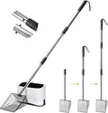 Cat Litter Scoop with Holder 43" Metal Litter Scooper with Stainless Steel Long Handle, Large Kitty Box Scooper Heavy Duty Deep Shovel for Fast Sifting, Dog Waste Scooops for Outside Pet Poop