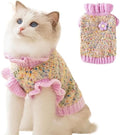 Purple Small Dog Sweater, Knitted Cat Sweater, Holiday Puppy Clothes for Little Dog Girl, Cold Weather Outfit for Kitten Chihuahua Yorkie Teacup Dachshund Pug (Purple, X-Small)