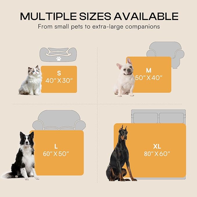 Luciphia Large Waterproof Dog Blanket for Pet Washable Liquid Proof Bed Intimacy Protection Shaggy Plush Calming Long Faux Fur Couch Cover Calming Cat Throw Blankets, Mist Grey, 50" x 60"