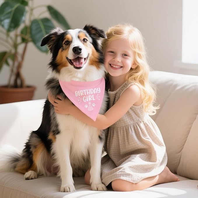 Birthday Girl Funny Dog Bandana, Happy Birthday Girl Dog Bandana, Pet Scarf Accessories for Dog's Party Dogs Lovers Gifts, Party Pet Photo Prop Accessories for Dogs Lovers
