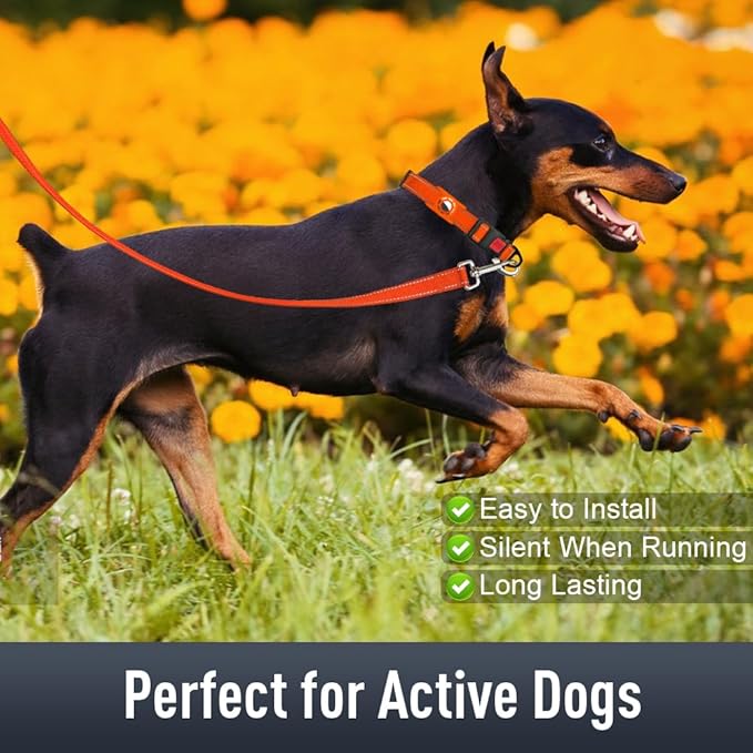 Airtag Dog Collar with AirTag Holder for Large Dogs, Reflective, Soft Padded & Safety Locking Buckle, Nylon Pet Collars Adjustable for All Breeds, Orange,XL