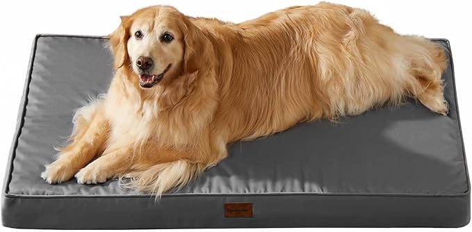 BFPETHOME Outdoor Dog Bed for Large Dogs, Waterproof, Orthopedic with Removable Washable Cover, Egg Crate Foam Mat. (42 x 30in, Dark Grey)