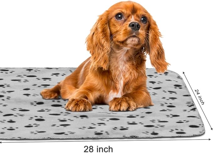 Comsmart Dog Blankets for Small Dogs, 6 Pack Puppy Blanket Cute Paw Print Pet Blanket for Dog, Puppy, Cat, Kitten, 24x28 inches, Grey