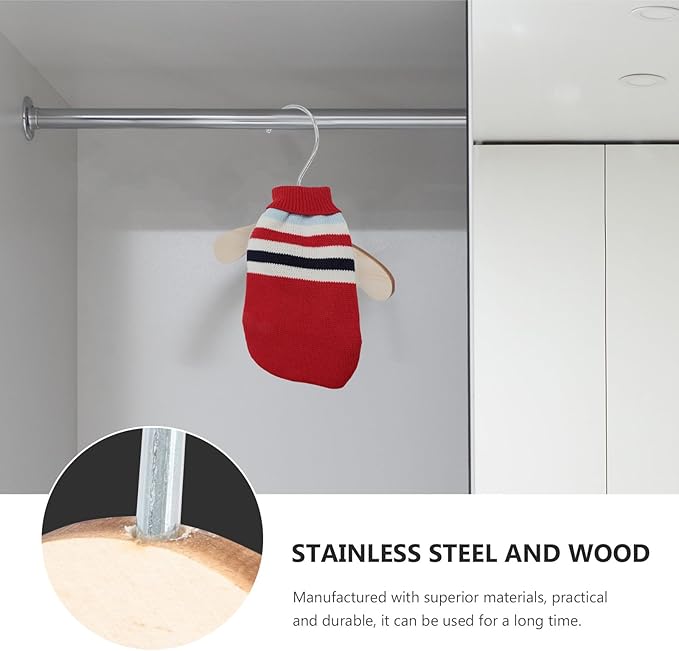 Wooden Dog Hangers 8.66 Inch Small Pet Hangers Wear-Resistant Solid Wood for Dogs and Cats Household Pet Accessory
