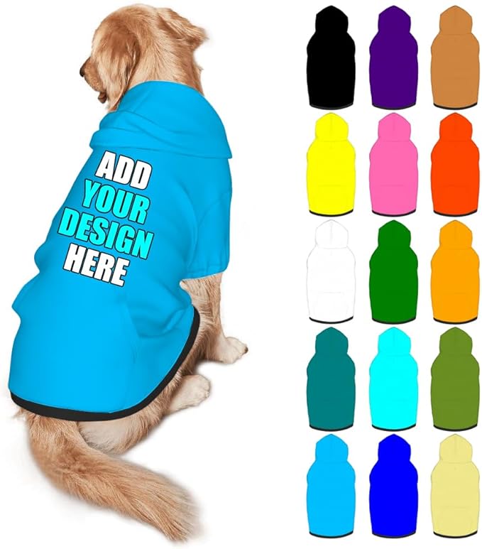 Custom Dog Hoodie Personalized Photo Text Logo Name Dog Clothes, Soft & Warm for Puppy Sweatshirt Hooded for Small Medium Large Dogs Girl/Boy Cats/Kitten, SkyBlue, XXL