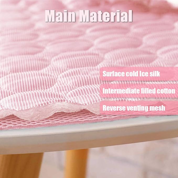 Washable Dog Cooling Mat Ice Silk Cooling Mat for Dogs Pet Self Cooling Pad Blanket Dog Cooling Pad for Indoor & Outdoor Car Seats (Pink, 28x22 in)