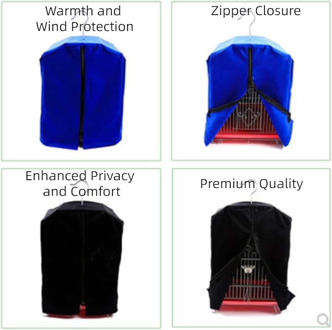 MANON ROSA Bird Cage Cover Birdcage Curtain - Enhanced Privacy Safety Comfort for Parrots Cockatiels Lovebirds Budgerigar Finch Canary Parakeet (M(13" L x 12.6" W x 17.3" H),Black)