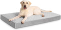 Orthopedic Dog Beds Large Sized Dog Waterproof Pet Mattress with Removable Washable Cover and Non-Slip Bottom, Quilting Mat for Crate, 35x22 Inch, Light Gray