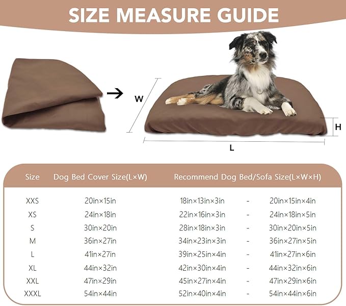 Dog Bed Cover Waterproof Replacement Machine Washable Covers for Dog Bed Heavy Duty Scratch Resistant Mattress Protector Pet Bed 24x18 Inch Brown Cover Only