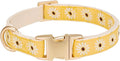 Woven Dog Collar with Metal Buckle Adjustable Jacquard Retro Dog Collars for Small Medium Large Dogs(Daisy,L)