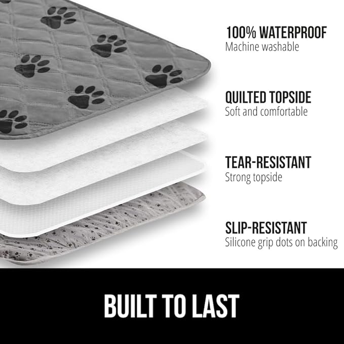 GORILLA GRIP Waterproof Couch Cover for Dogs, Gripped Slip Resistant Backing, Leak Proof Washable Dog Blanket Covers Sofa, Bed, Sectional, Crate, Car, RV Seats, Pet Puppy Essentials, 30x70 Gray Paw