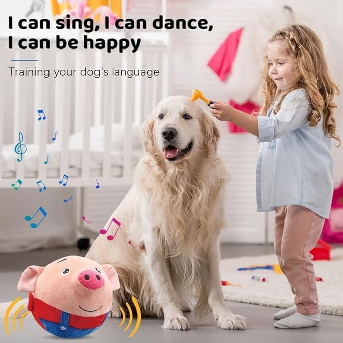 Interactive Dog Toys,Active Moving Pet Plush Toy,2026 New shaking dog ball pig dog toy Interactive Dog Ball with song Squeaky Moving Dog Ball Toy,Rechargeable Toys to Keep Them Busy Dog Toys(Blue Pig)