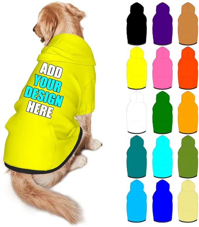 Custom Dog Clothes with Photo Name Logo Personalized Dog Sweaters for Small Medium Large Dogs Breathable Warm, Yellow, S