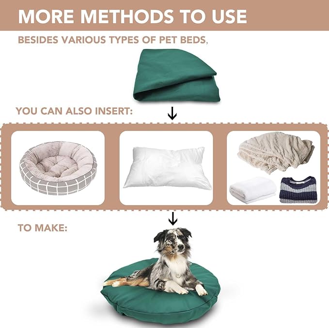 Dog Bed Cover Waterproof Replacement Machine Washable Covers for Dog Bed Heavy Duty Scratch Resistant Mattress Protector Pet Bed Round 36x36 Inch Cover Only Dark Green