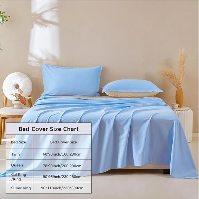 DUJUIKE Waterproof Bed Cover for Dog and Cats,Pet Hair Resistant Bed Sheet Cover, Protective Bed Liner Cover with 100% Waterproof Breathable Thin Fabric (Sky Blue, Twin 63 * 90 inch)