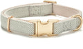 Soft Cotton Hemp Dog Collar with Metal Buckle Adjustable Twilled Dog Collars for Small Medium Large Dogs(Grey,Small)