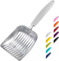WePet Cat Litter Scoop, Aluminum Alloy Sifter, Kitty Metal Scooper, Deep Shovel, Long Handle, Poop Sifting, Kitten Pooper Lifter, Durable, Heavy Duty, for Litter Box