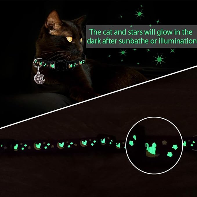 2Pcs Breakaway Cats Collars Cat Collars for Boy & Girl Cats Adjustable Kitten Collars with Bell,Pink+Teal,8"-13.1"