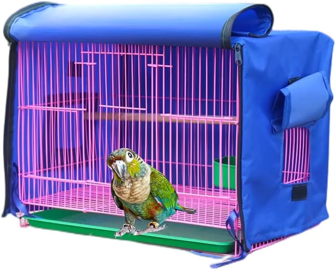 MANON ROSA Bird Cage Cover - Lightproof Birdcage Covers Nighttime- Ideal for Parrots Cockatiels Parakeets Cockatoos Lovebirds Finches Budgerigars Conure (S(13" Lx11.8 Wx17.3 H),Blue)