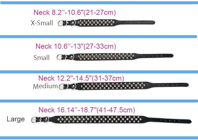 Spiked Dog Collar Soft Pu Leather Mushrooms Rivet Spike Studded Puppy Adjustable Pet Collars for Small Breeds (M, Dark Blue)