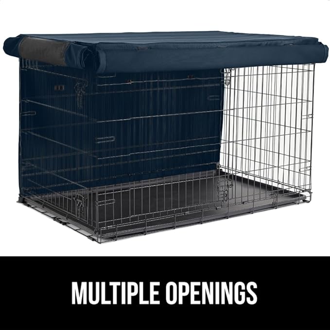 GORILLA GRIP Dog Crate Covers Compatible with Amazon Basics Dog Crates, All Sides Open, Privacy Cover Fits 24" Wire Kennel, Breathable Mesh Windows, Light Reducing Puppy Training Cage Topper, Navy