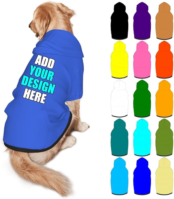 Custom Dog Clothes with Photo Name Logo Personalized Dog Sweaters for Small Medium Large Dogs Breathable Warm, RoyalBlue, XXL
