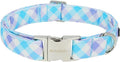 Cotton Collar for Dog，Soft Adjustable Dog Collars for Extral Small Dogs, Cute Dog Collar with Blue & White Plaid for Small Medium Large Dogs, Perfect for Girl or Boy Dog Collars-XS