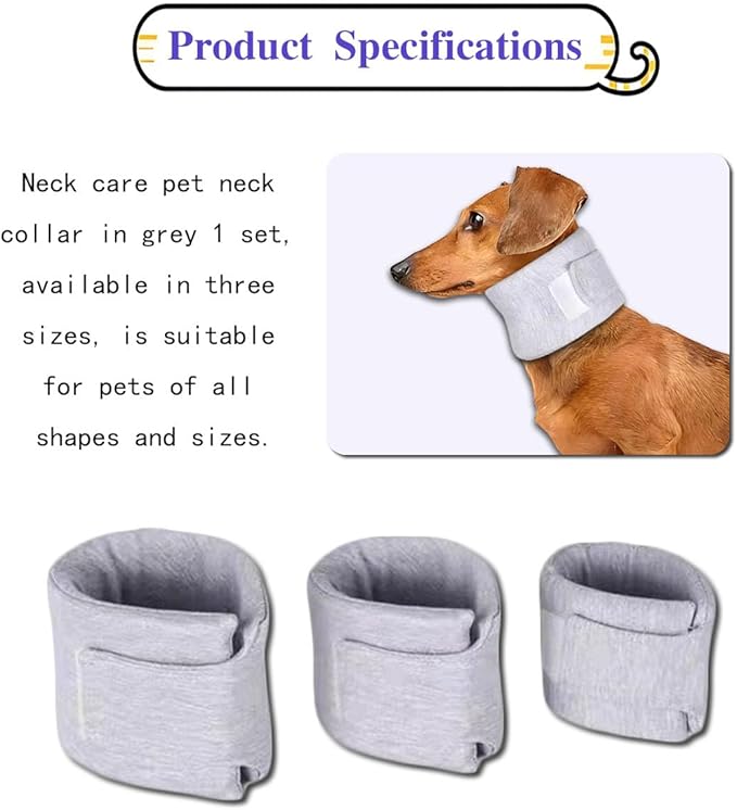 Cat Cone Collar for Pet with Spinal IVDD Issues After Surgery Recovery, Adjustable Cat Neck Brace Elizabethan Collar, Neck Cervical Cone to Stop Licking for Small Medium Dog Puppy Kitten (Grey, S)
