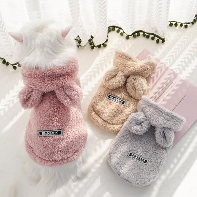 Selena Cat Bunny Ears Costume Cute Dog Kitten Hoodies Sweater Rabbit Ears Puppy Pet Apparel (X-Large,Gray)