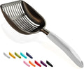 WePet Cat Litter Scoop, Non-Stick Plated Aluminum Alloy Sifter, Kitty Durable Metal Scooper, Deep Shovel, Long Handle, Kitten Pooper Lifter, Size Large, Coated Black Body with Grey Handle