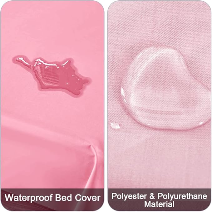 DUJUIKE Waterproof Bed Cover for Dog and Cats,Pet Hair Resistant Bed Sheet Cover, Protective Bed Liner Cover with 100% Waterproof Breathable Thin Fabric (Pink, Queen 78 * 90 inch)
