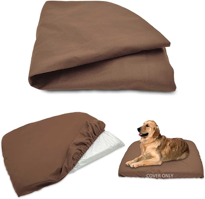Dog Bed Cover Waterproof Replacement Machine Washable Covers for Dog Bed Heavy Duty Scratch Resistant Mattress Protector Pet Bed 44x32 Inch Brown Cover Only