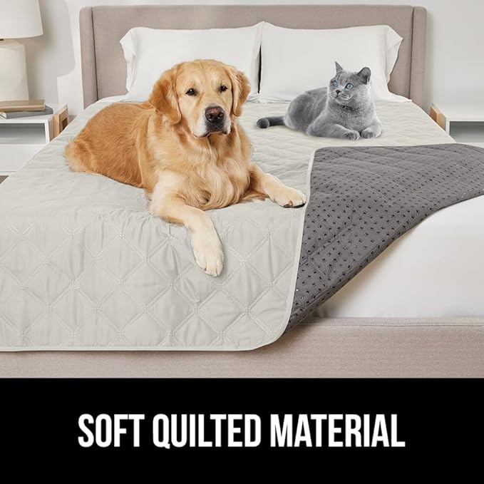 GORILLA GRIP Waterproof Couch Cover for Dogs, Gripped Slip Resistant Backing, Leak Proof Washable Dog Blanket Covers Sofa, Bed, Sectional, Crate, Car, RV Seats, Pet Puppy Essentials, 30x70 Light Taupe