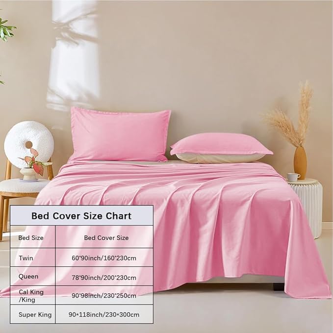 DUJUIKE Waterproof Bed Cover for Dog and Cats,Pet Hair Resistant Bed Sheet Cover, Protective Bed Liner Cover with 100% Waterproof Breathable Thin Fabric (Pink, King 98 * 90 inch)