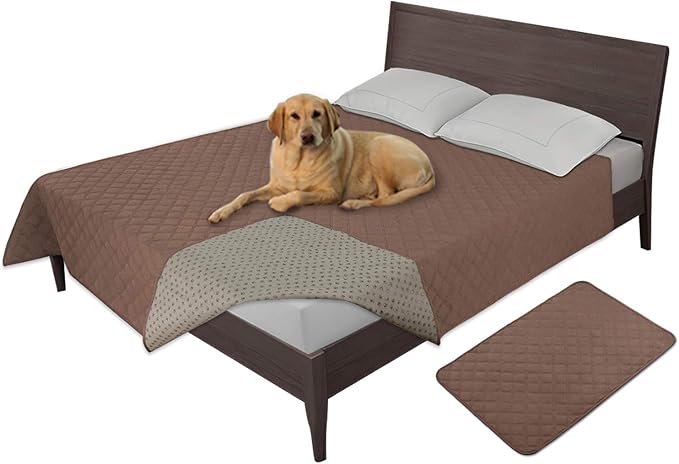 Easy-Going 100% Waterproof Dog Bed Cover, Non-Slip Pet Blanket for Furniture, Washable Couch Cover, Repleasement Sofa Cover (120X82 in,Brown)