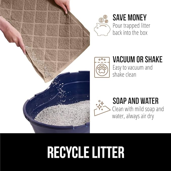 GORILLA GRIP Cat Litter Box Mat, Water Resistant, US Designed Kitty Litter Trapping Mats, Easy to Clean, Scatter Control, Less Mess and Clean Floors, Kitten Supplies for Indoor Cats, 30x20 Beige