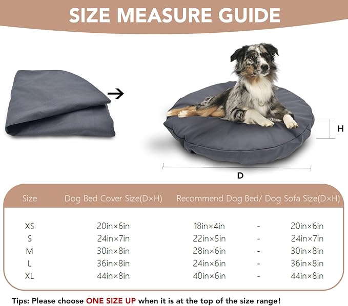 Dog Bed Cover Waterproof Replacement Machine Washable Covers for Dog Bed Heavy Duty Scratch Resistant Mattress Protector Pet Bed Round 24x24 Inch Cover Only