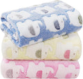 LINENLUX 1 Pack 3 Blankets Super Soft Fluffy Premium Fleece Dog Blankets for Puppy Cat Pet Blanket Flannel Throw Warm Sleep Elephant Pattern 23x16 inches