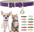 Purple Puppy Collar with Bell, Soft Pu Leather Cat Collars Adjustable Buckle for XXS XS Extra Small Medium Tiny Female Male Boys Girls Pets Dogs Kitten Teacup Yorkie S