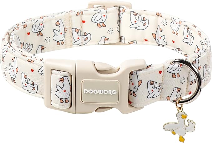 DOGWONG Goose Adjustable Pet Collar Comfortable Spring Summer Puppy Collar Cute Cotton Collars Durable Necklace Gift for Large Dogs,L