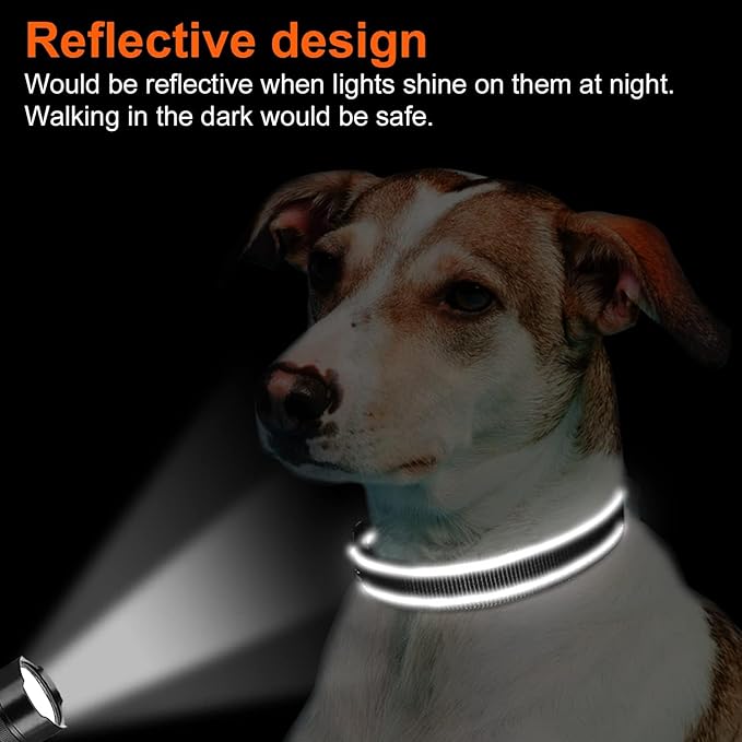 Joytale Reflective Dog Collar, Soft Neoprene Padded, Metal D-Ring, Nylon Pet Collar Adjustable for Large Dogs, Black, L
