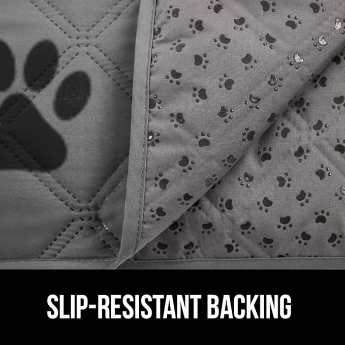 GORILLA GRIP Waterproof Couch Cover for Dogs, Gripped Slip Resistant Backing, Leak Proof Washable Dog Blanket Covers Sofa, Bed, Sectional, Crate, Car, RV Seats, Pet Puppy Essentials, 50x40 Gray Paw